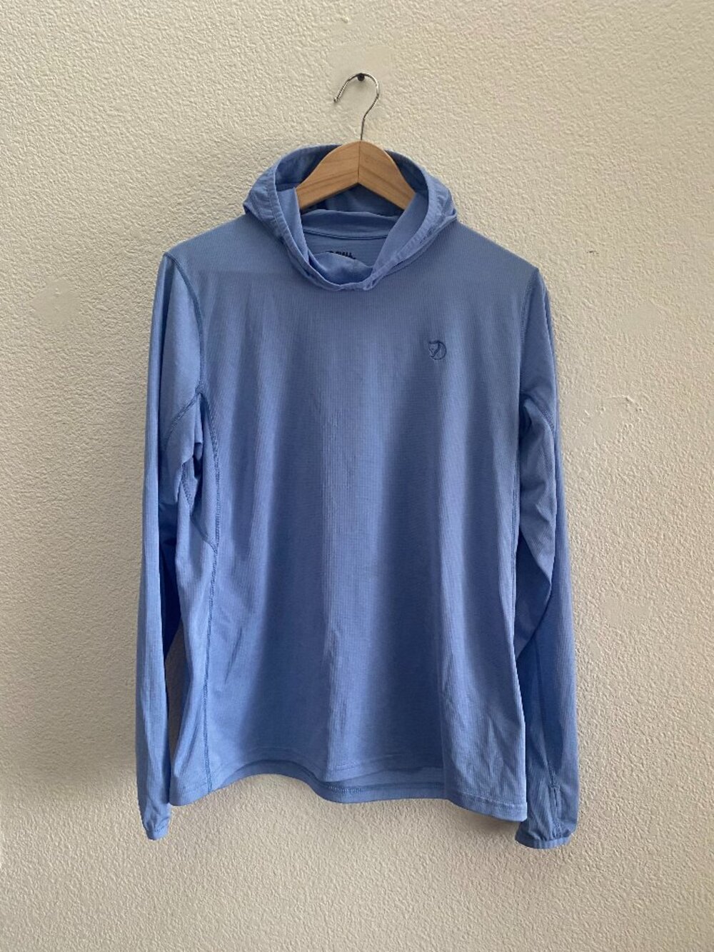 Fjallraven Abisko Sun Hoodie Lightweight Pullover Medium Blue 100% Polyester